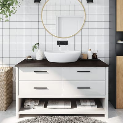 vidaXL - Wastafelblad - 100x60x2 - cm - behandeld - massief - hout - donkerbruin