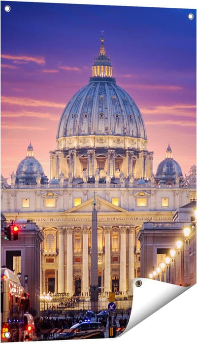 Gards Tuinposter Sint Pietersbasiliek in Rome, Itali� - 60x90 cm - Tuindoek - Tuindecoratie - Wanddecoratie buiten - Tuinschilderij