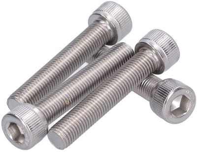 Dailygoods- Hex Bout - 4 Stuks - A2 Roestvrij Staal - DIN 912 - Hoofd Diameter 16 mm - Draaddiameter 10 mm - Steek 1,25 mm - Zeskantbout