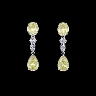 Victoria Valenza 925 Sterling Zilveren Oorbellen met Gele Zirkonia Stenen - Oorhangers - 925 sterling zilver - Zilverkleurig - Zirkonia