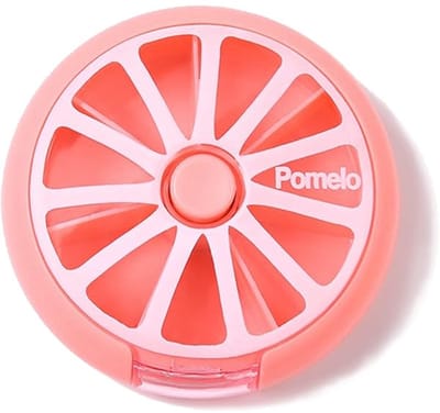 Pillendoos - Medicijnen doosje - Fruit - Lemon - Medicatie ordenen - Pillen doos - Weekplanner pillen - Pomelo - 7 dagen - Pill box - 7 compartimenten - Medicijn organiser - 9 cm - Roze - Jonyx