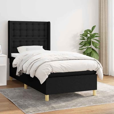 vidaXL - Boxspring - met - matras - stof - zwart - 80x200 - cm