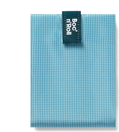 Boc’n’Roll Active Zilver Blauw - Herbruikbaar Boterhamzakje en Snackverpakking - Sluiting met klittenband - BPA-vrij - Waterdichte binnenlaag - Wasbaar tot 60°C