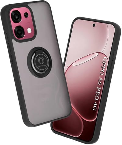 Hoesje geschikt voor Oppo A6 Pro - Techsuit Glinth Back Cover met ring en magneet - Zwart
