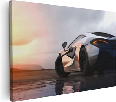 Artaza Canvas Schilderij Sportauto - 30x20 cm - Klein - Muurdecoratie Auto - Wanddecoratie Mancave - Schilderijen Op Canvas