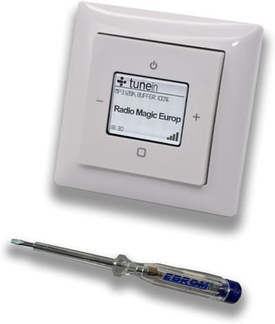 Internet Radio Set - Muziek Streamer - Muziek Luisteren - Inclusief Fase Tester - Inbouwmontage - Alpenwit