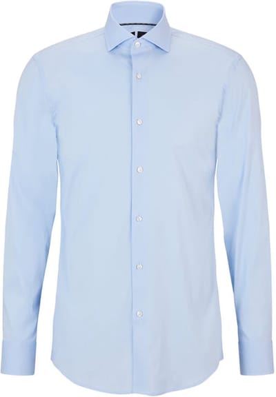 BOSS Hank slim fit overhemd - popeline - blauw - Strijkvriendelijk - Boordmaat: 37