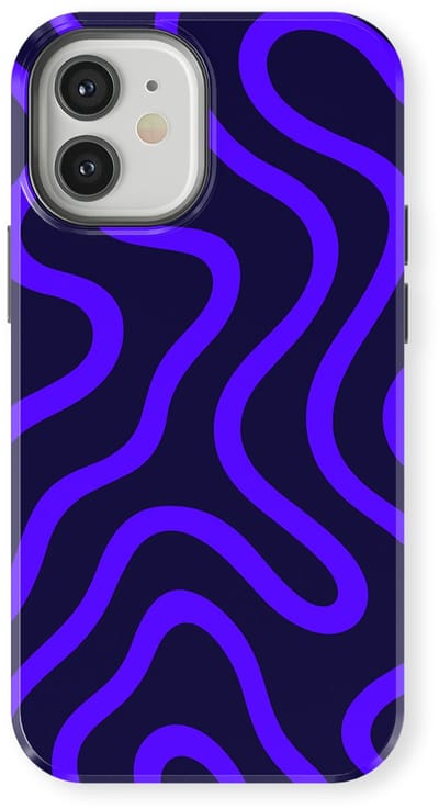 DripCase Curvy Lines Hoesje geschikt voor iPhone 12 | Backcover met Mag | Design Tough Case geschikt voor iPhone 12 Electric Dusk