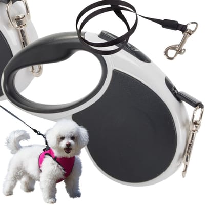 Automatische Hondenriem - 5 Meter - Zwart/Wit - Tot 15KG