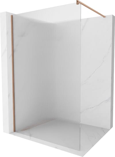 Mexen Kioto douchewand Walk-in 70 x 200 , strepen 8 mm, geborsteld koper - 800-070-101-65-09