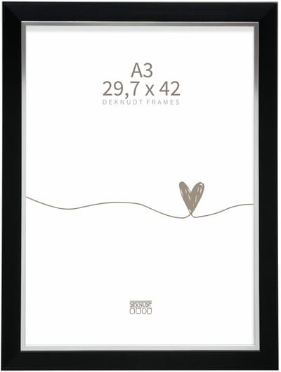 Deknudt Frames fotolijst S45VH2 - zwart met zilverbies - A3 - 29,7x42