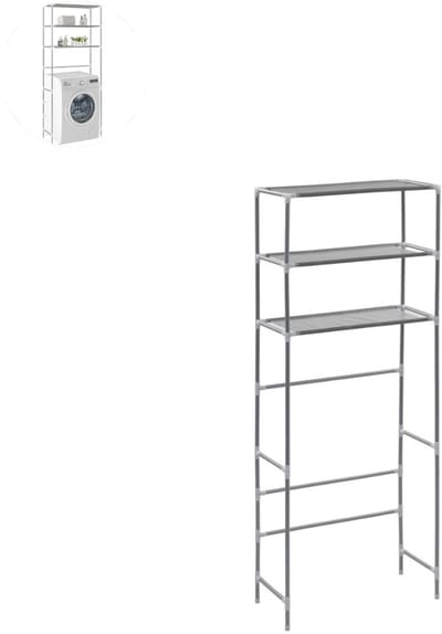 Wasmachine rek - Ombouw - Kast - Opbouwmeubel - Verhoger - Wasmachine meubel - Opbergkast - Ijzer - Zilver