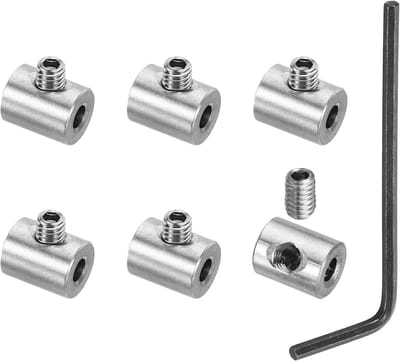 Set van 6 3mm Gat Kabelclips - Enkele Gat Kabelslot - Kabelclips met M4 Hex Schroeven - Duurzame Kabelschroefverbinding - Zilver