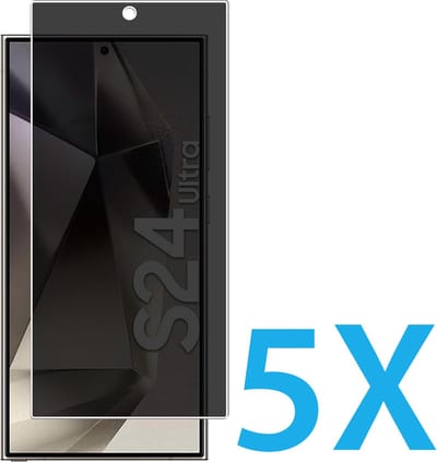 Screenprotector Geschikt Voor: Samsung Galaxy S24 Ultra - Privacy Full Screenprotector 5x - screen protector - volledige glas - bescherming - beschermglas - Anti Spy - ZT Accessoires