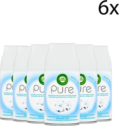 Air Wick Freshmatic Automatische Spray Luchtverfrisser - Pure Zachtheid van Katoen - Navulling 250ml x6