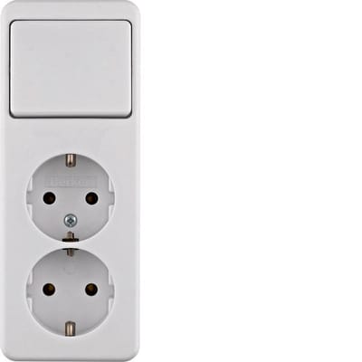 Hager Berker Opbouwschakelaar Combinatie dubbele wandcontactdoos - 61402649 - E3HAZ
