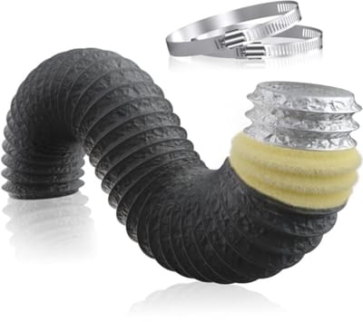 PromoHome Flexibele PVC Ventilatieslang Ø 125 mm Geluidsisolerend en Warmte-isolerend - Lengte 1,2 m - Zwart