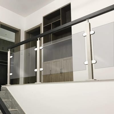 Glazen Balustrade Paal - RVS Hekwerk - Buiten Beveiligen - Verstelbare Hoogte - 95cm - Hoekpaal