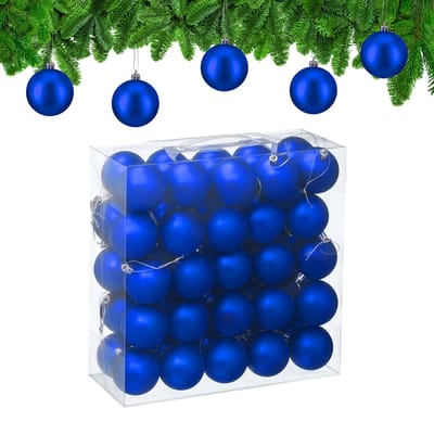 kerstballen set van 50 - Ø 6 cm - mat - kunststof - blauw