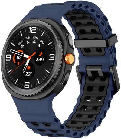 Strap-it Ocean siliconen bandje met gespsluiting geschikt voor Samsung Galaxy Watch 9 (40/44mm) / Watch 8 (40/44mm) / 8 Classic (46mm) - donkerblauw/zwart