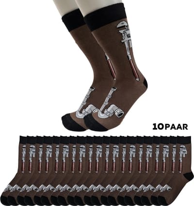 10 paar Loodgieter Sokken - Sokken heren maat 40-45 - Grappige sokken met Pijpen en Pijpentang