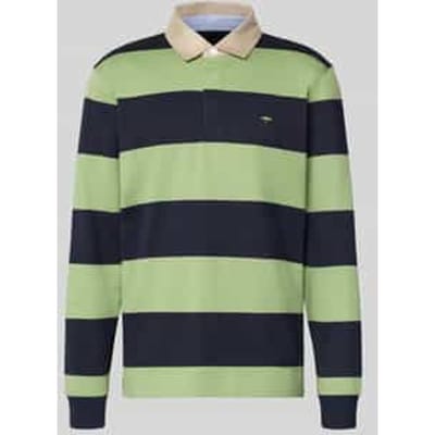 Fynch-Hatton Trui Striped Rugby Polo Pullover Navy-Groen / male