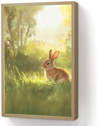 Wandlamp 40x60 cm - Oplaadbaar - Konijn - Zonlicht - Bos - Wandlampen binnen woonkamer - Slaapkamer lamp - Decoratieve nachtlamp - Vloerlamp draadloos
