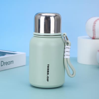 Stijlvolle Roestvrijstalen Thermosbeker Eenvoudige en Compacte Sling Waterbeker Outdoor Draagbare Vacuüm Stuiterbeker 450ml
