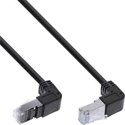 InLine® Patchkabel boven/onder haaks, S/FTP (PiMf), Cat.6, zwart, 2,36m