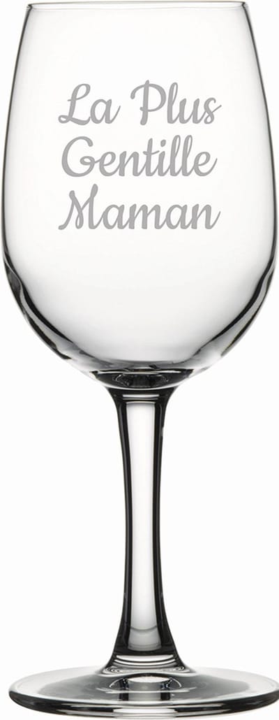 Witte wijnglas gegraveerd - 26cl - La Plus Gentille Maman