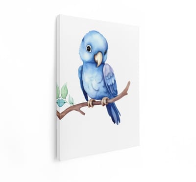 Artaza Canvas Schilderij Papegaai - 90x120 cm - Wanddecoratie Kinderkamer - Muurdecoratie Vogels - Decoratie Jongenskamer - Blauw