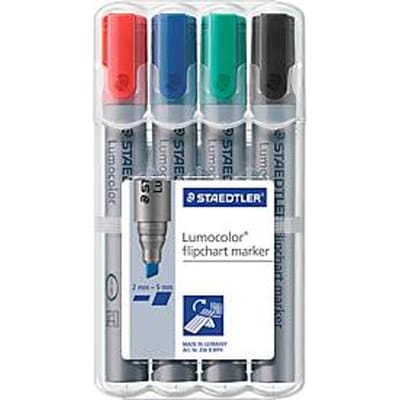 STAEDTLER Lumocolor flipchart marker 356 met beitelpunt - box 4 kleuren