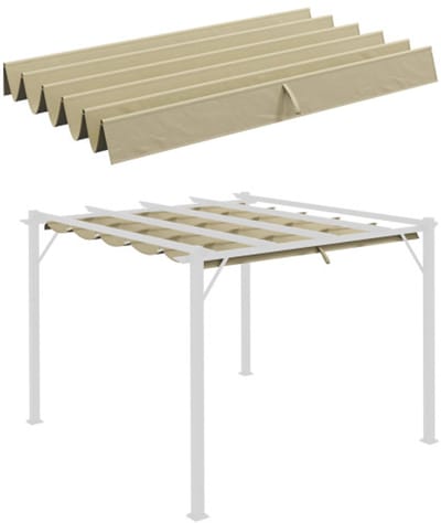 Ersatzdak voor 3x3m Pergola 250x255cm Beige Polyester Waterdicht 10 Afwateringsgaten Ademend UV-beschermd voor Tuin Terras