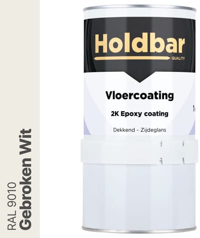 Holdbar Vloercoating Gebroken Wit (RAL 9010) 1 kg - Vloerverf - Alle kleuren - Voor Binnen en Buiten - Slijtvast - UV-bestendig - Gemakkelijk te reinigen - 2 Componenten Verf