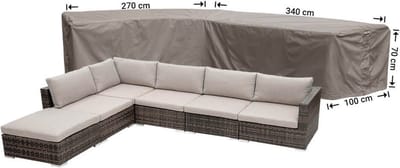 Raffles Covers beschermhoes loungeset / hoekbank (L-vorm) - 340 x 270 H: 70 cm - RHS340270left - Hoes voor hoekbank met ongelijke zijden - Lange zijde links (vanaf zitpositie)