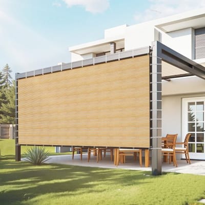 VEVOR 90% zonwerend schaduwdoek (366 x 610 cm) voor pergola met roestvrijstalen ringen, schaduwdoek met 160 g/m² HDPE-materiaal, voor buitenpatio, tuin en achtertuin (beige)
