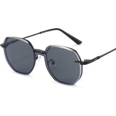 Clip Lunettes de Soleil Amovible Lentille Anti Lumière Bleue Lunettes Écran PC Femmes Hommes Lunettes Hexagonales Dames 7000 Correction Visuelle Professionnelle black