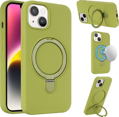 Multimedia & Accessoires Magsafe TPU Siliconen Backcover Case Hoesje met Stand geschikt voor Apple iPhone 15 – Groen - Telefoonhoesje – met Stand – met MagSafe