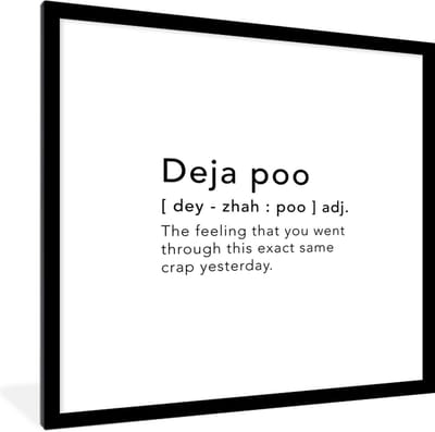 Fotolijst incl. Poster - Spreuken - Quotes - The feeling that you went through this exact same crap yesterday - Woordenboek - 40x40 cm - Posterlijst