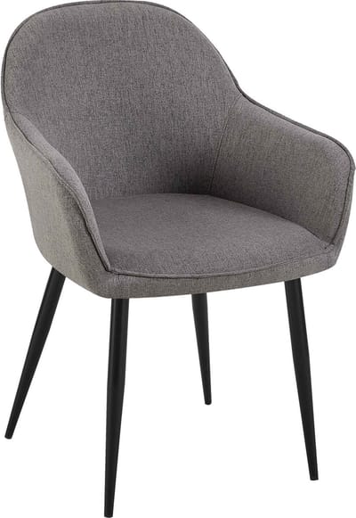 CLP Boise Eetkamerstoel - Met armleuning - Metalen frame - Stof - donkergrijs