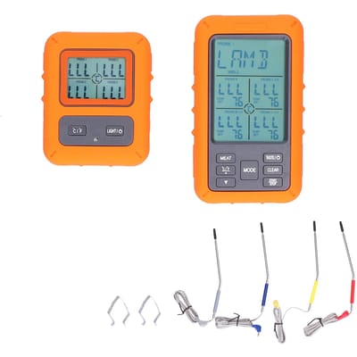 Draadloze Digitale Thermometer met Sonde Temperatuurmeter voor Grillen Bakken Smoker Grill BBQ gray
