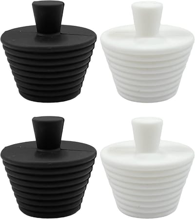 Siliconen Afvoerpluggen - Gootsteendopjes - Badkamer Afsluiten - Waterdichte Afdichting - 4.5x3x3 Cm - Zwart Wit