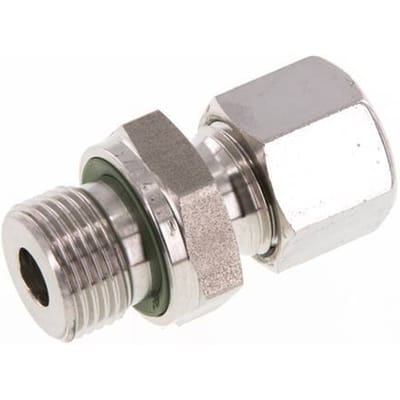 G 3/8'' Buitendraad x 10L RVS Rechte Snijring Koppeling met FKM Afdichting 315 Bar DIN 2353 - FL2S-MC-STFP-038G-10-L