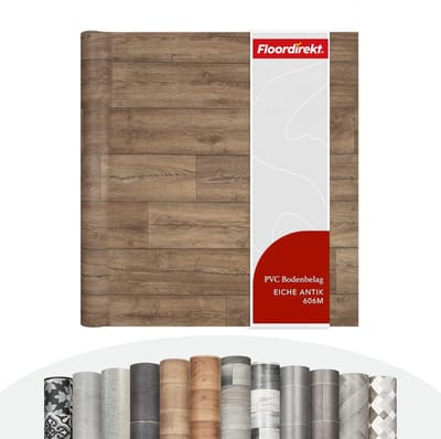 FLOORDIREKT Vloerbedekking - PVC Vloeren - Antiek Eik 606M - Vinyl Vloeren - Natuurlijk Houteffect - Dikte 1,9 mm - 100 x 100 cm