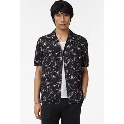 John Varvatos Dan Camp Collar Shirt In Thorn Print Black Size: S | Casual Shirts Outlet | Heren | Zwart