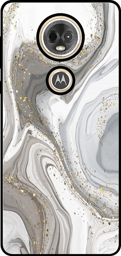 Smartphonica Telefoonhoesje Geschikt voor Motorola Moto E5 Play met marmer opdruk - TPU backcover case marble design - Zilver geschikt voor Motorola Moto E5 Play