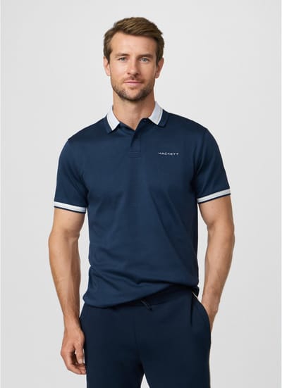 Hackett London Club fit polo met klassieke marine kraag