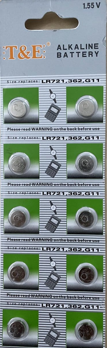 T&E knoopcel batterij Alkaline LR721,362,G11 - Blister 10