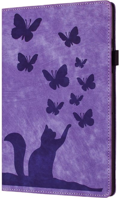 Bescherm-Etui Hoes Map geschikt voor Apple iPad Air 11" - Kat en Vlinders - Paars - A2902