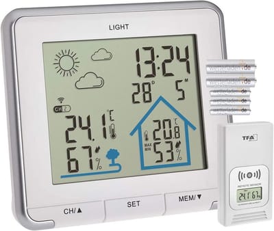 Draadloos Weerstation met Temperatuur- en Luchtvochtigheidsweergave voor Binnen en Buiten